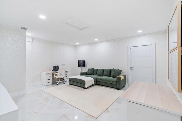 Home Office, Interior, Marble, Recessed Lighting