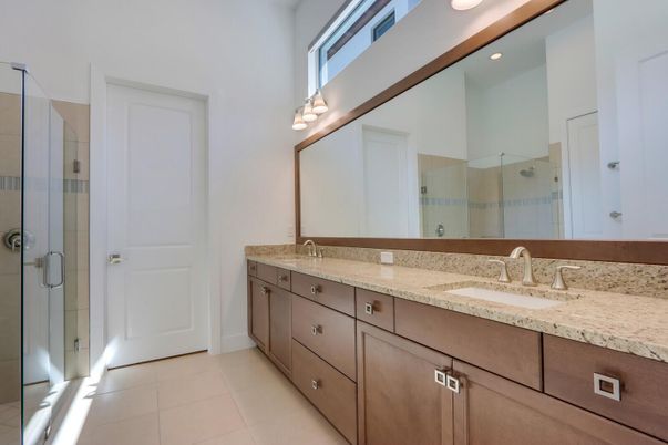 Bathroom, Dual Sink Vanities, Glass Shower, Interior, Recessed Lighting