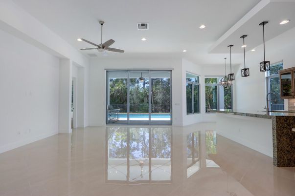 Empty room, Interior, Pendant Lights, Recessed Lighting