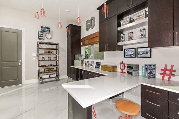 Interior, Kitchen, Marble, Pendant Lights