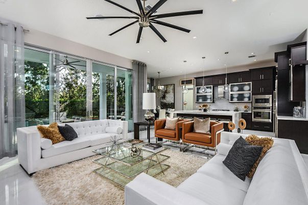 Interior, Kitchen, Living room, Pendant Lights, Recessed Lighting, Stainless Steel Appliances