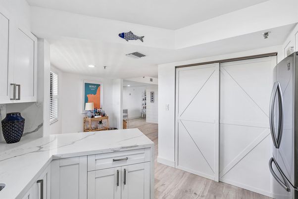 Interior, Kitchen, Recessed Lighting, Wood Texture Flooring