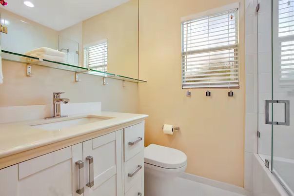 Bathroom, Glass Shower, Interior, Recessed Lighting