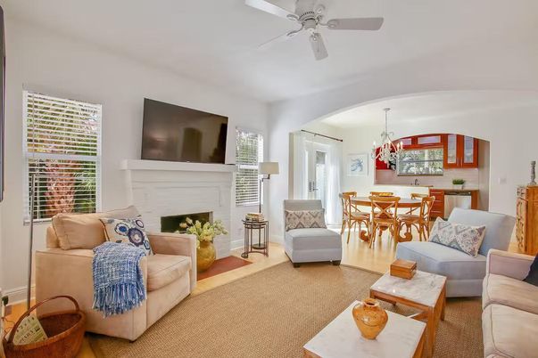 Chandelier, Dining room, Fireplace, Interior, Living room