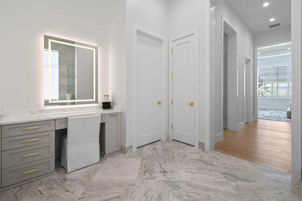 Bathroom, Interior, Marble, Recessed Lighting
