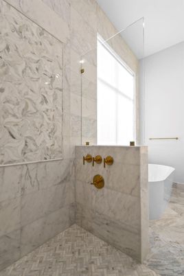 Bathroom, Free Standing Baths, Interior, Marble, Marble Walls