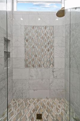 Bathroom, Glass Shower, Interior, Marble Walls