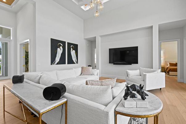 Interior, Living room, Pendant Lights, Wood Texture Flooring