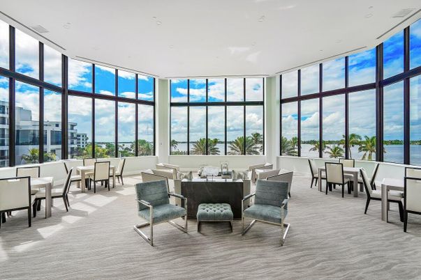Dining room, Interior, Recessed Lighting, Sun Room, Water