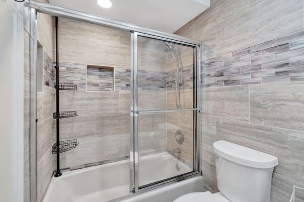 Bathroom, Glass Shower, Interior, Recessed Lighting