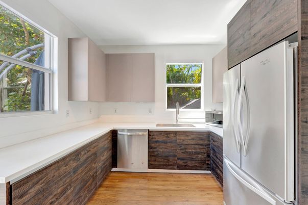 Interior, Kitchen, Stainless Steel Appliances, Wood Texture Flooring
