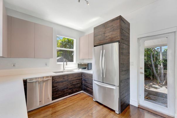 Interior, Kitchen, Stainless Steel Appliances, Wood Texture Flooring