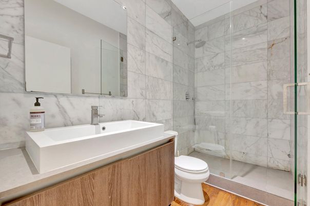 Bathroom, Glass Shower, Interior, Marble Walls
