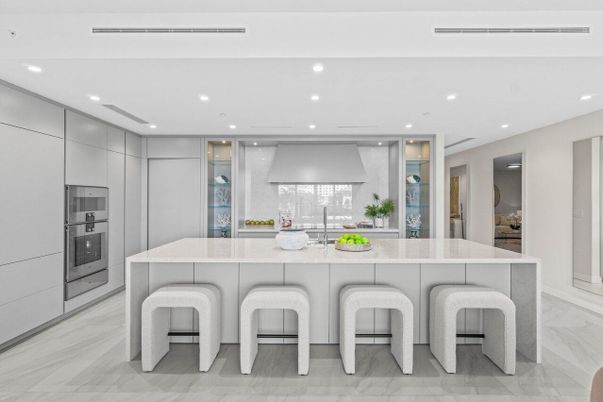 Interior, Kitchen, Marble, Recessed Lighting, Stainless Steel Appliances