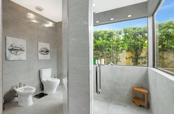 Bathroom, Glass Shower, Interior, Recessed Lighting