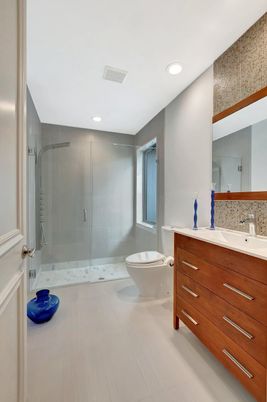 Bathroom, Dual Sink Vanities, Glass Shower, Interior, Recessed Lighting