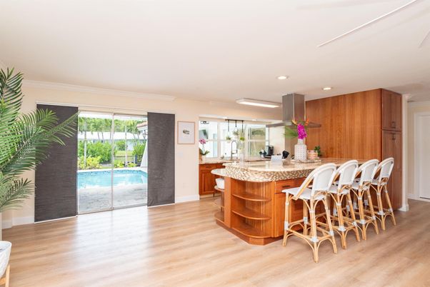 Interior, Kitchen, Recessed Lighting, Wood Texture Flooring