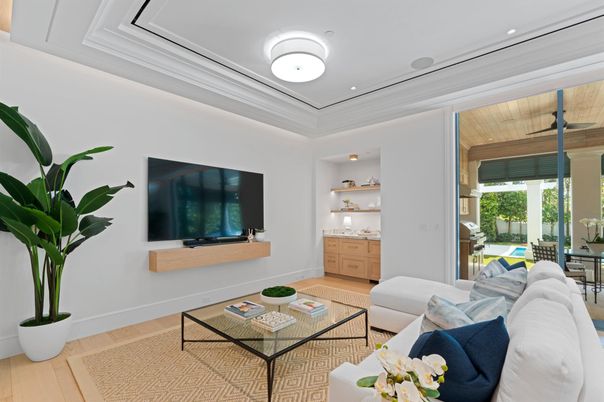 Interior, Living room, Recessed Lighting, Wood Texture Flooring