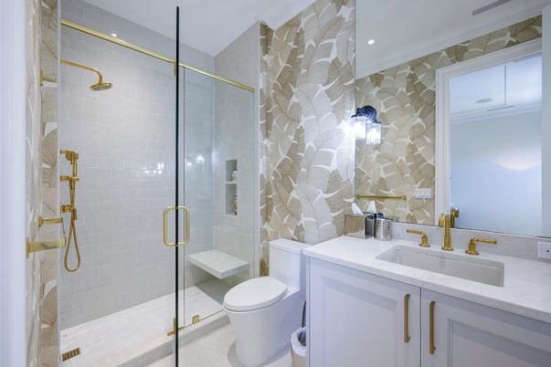 Bathroom, Glass Shower, Interior, Recessed Lighting