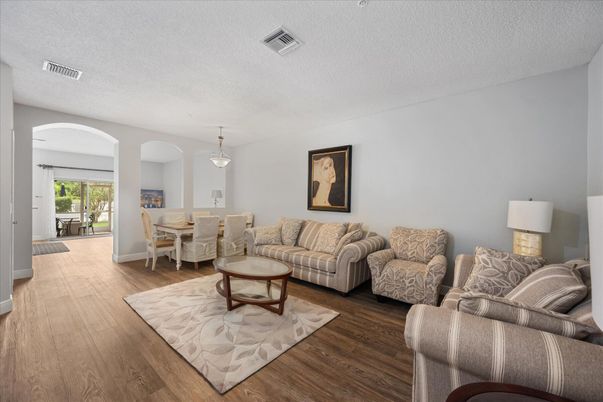 Dining room, Interior, Living room, Pendant Lights, Wood Texture Flooring