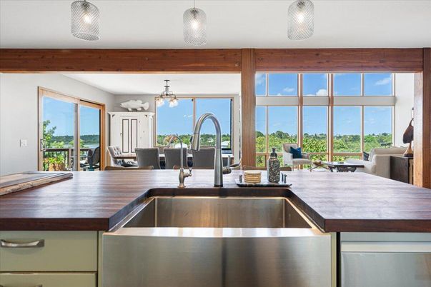 Dining room, Interior, Kitchen, Pendant Lights, Water