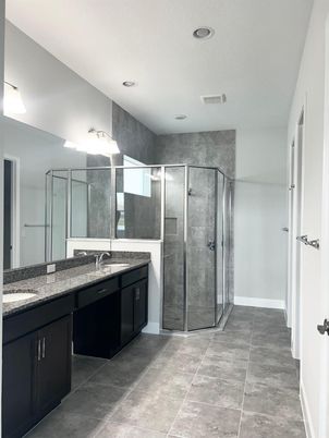 Bathroom, Dual Sink Vanities, Glass Shower, Interior, Recessed Lighting