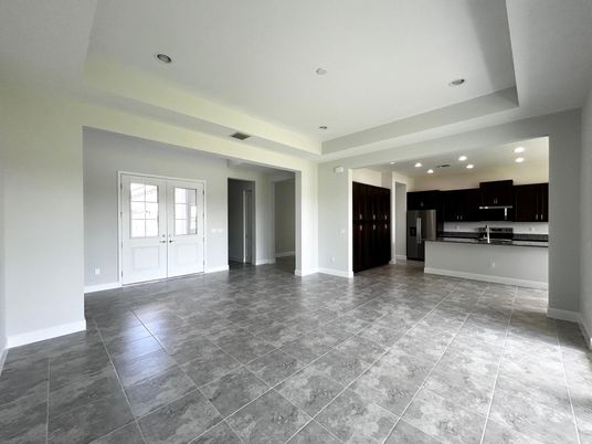 Empty room, Interior, Kitchen, Recessed Lighting, Stainless Steel Appliances