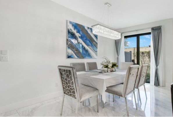 Chandelier, Dining room, Interior, Marble