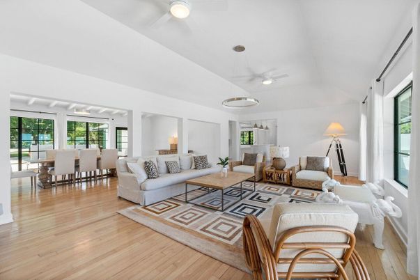 Dining room, Interior, Living room, Pendant Lights, Wood Texture Flooring