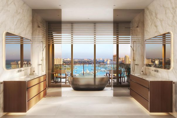 Interior, Marble Walls, Recessed Lighting, Water