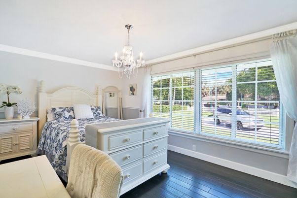 Bedroom, Chandelier, Interior, Wood Texture Flooring