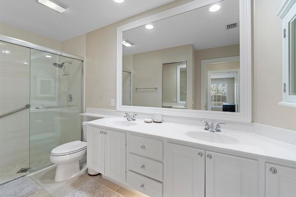 Bathroom, Dual Sink Vanities, Glass Shower, Interior, Recessed Lighting