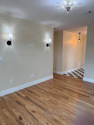 Empty room, Interior, Pendant Lights, Wood Texture Flooring