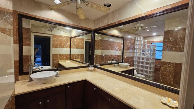 Bathroom, Dual Sink Vanities, Glass Shower, Interior, Recessed Lighting