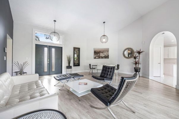 Interior, Living room, Pendant Lights, Wood Texture Flooring