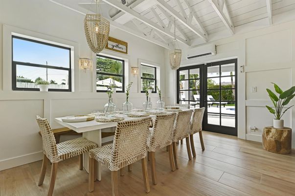 Chandelier, Dining room, Interior, Pendant Lights, Wood Texture Flooring