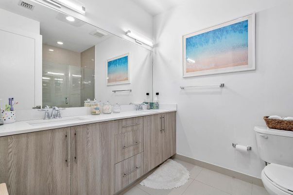 Bathroom, Dual Sink Vanities, Glass Shower, Interior, Recessed Lighting