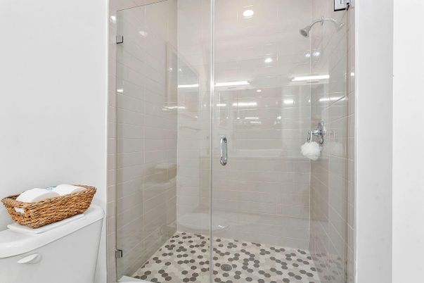 Bathroom, Glass Shower, Interior, Recessed Lighting