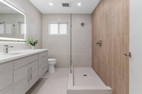 Bathroom, Glass Shower, Interior, Recessed Lighting