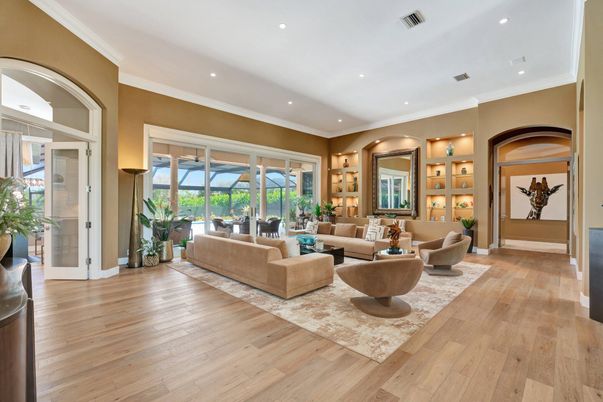 Interior, Living room, Recessed Lighting, Wood Texture Flooring