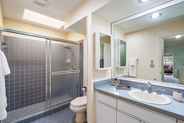 Bathroom, Glass Shower, Interior, Recessed Lighting