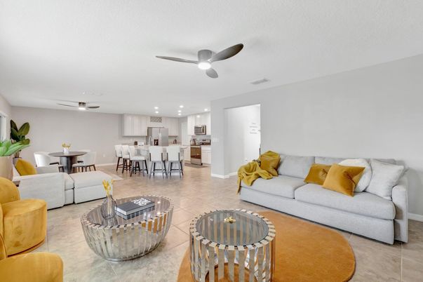 Dining room, Interior, Kitchen, Living room, Recessed Lighting