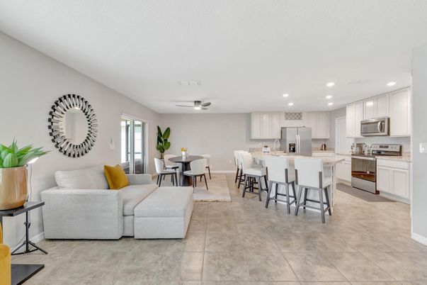 Dining room, Interior, Kitchen, Living room, Recessed Lighting, Stainless Steel Appliances