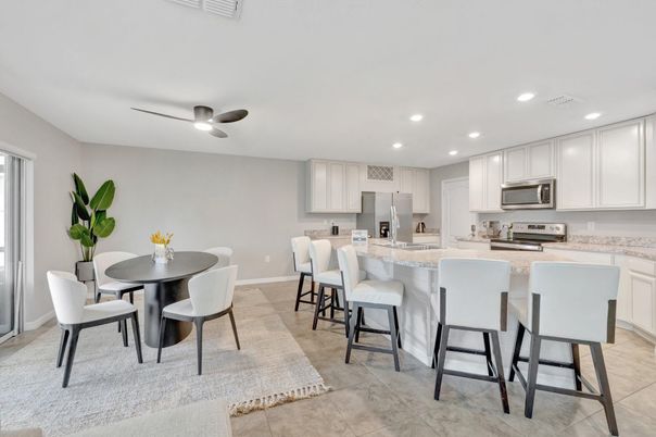 Dining room, Interior, Kitchen, Recessed Lighting, Stainless Steel Appliances