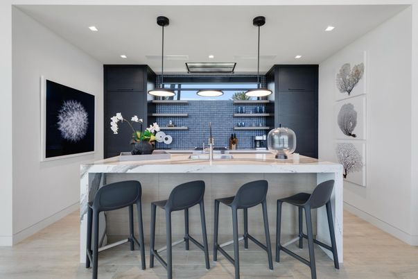 Interior, Kitchen, Pendant Lights, Recessed Lighting, Wood Texture Flooring