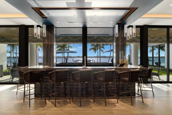 Interior, Pendant Lights, Recessed Lighting, Water, Wood Texture Flooring