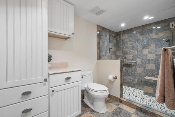 Bathroom, Glass Shower, Interior, Recessed Lighting