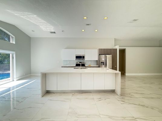 Interior, Kitchen, Marble, Recessed Lighting, Stainless Steel Appliances