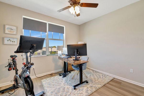 Fitness Equipment, Home Office, Interior, Wood Texture Flooring