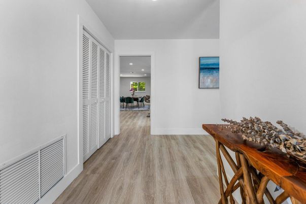 Dining room, Interior, Recessed Lighting, Wood Texture Flooring